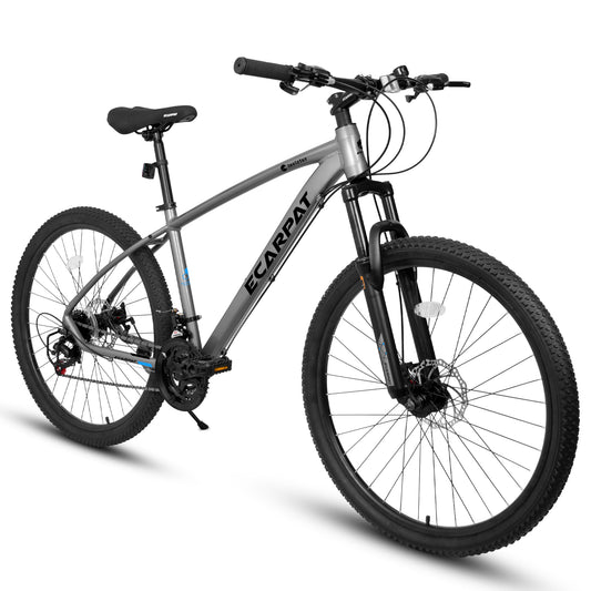 27.5 Inch Aluminum Mountain Bike Shimano 21 Speed Dual Disc Brake Front Suspension For Women Men Grey