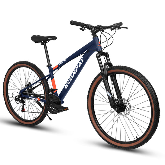 27.5 Inch Aluminum Mountain Bike Shimano 21 Speed Dual Disc Brake Front Suspension For Women Blue Orange