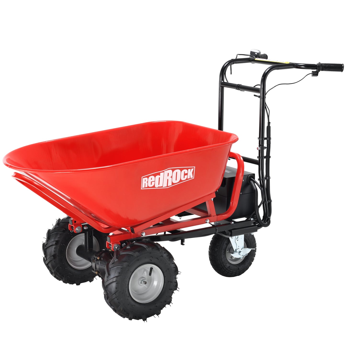 Wheelbarrow Utility Cart, Electric Powered Cart, 48V28Ah 500W, Capacity 500lbs, Max Cubage 6 Cuft, Material Debris Hauler 1000lbs Towing