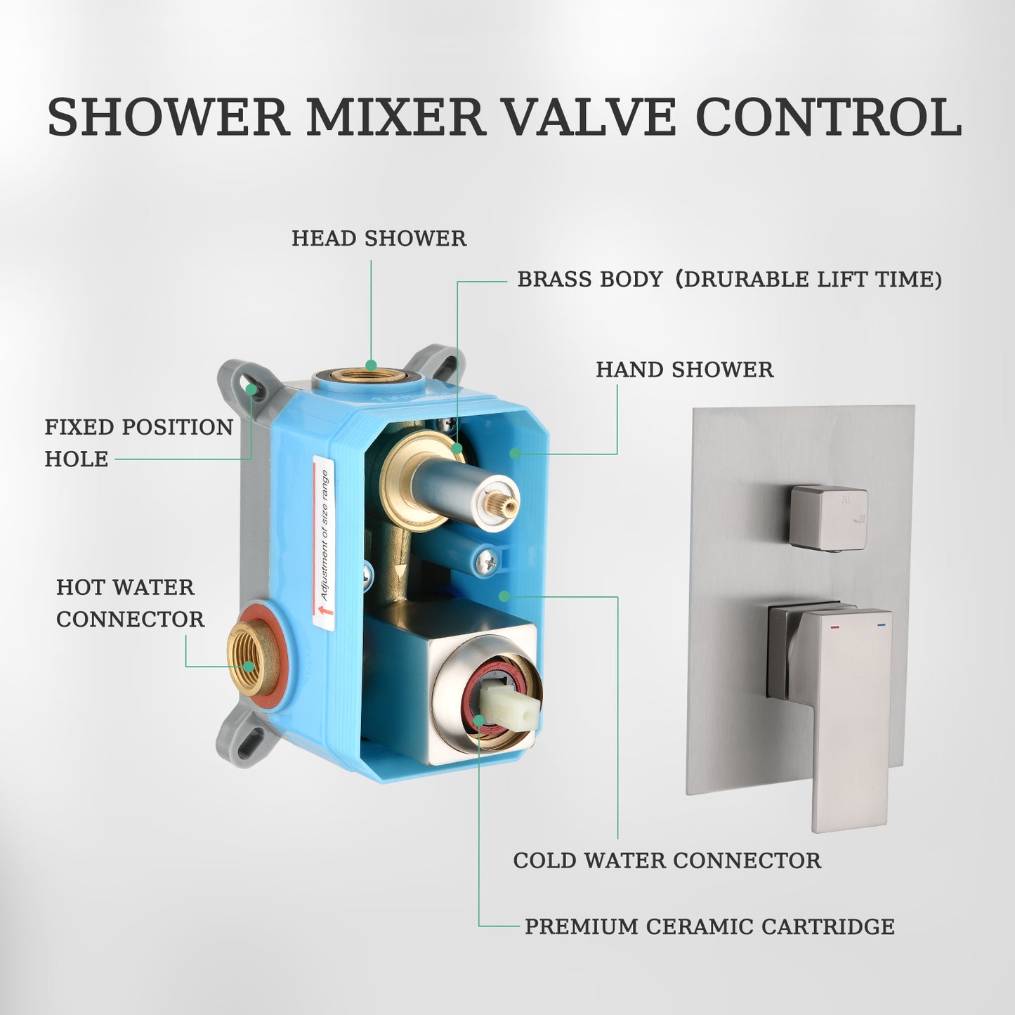 Shower system with Concealed Valve, Wall Mounted Shower Faucet Set for Bathroom, High Pressure 10-inch Rain Shower head and 3-Setting Handheld Shower Head Set,Brushed Nickel