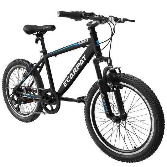 20 Inch Kids Montain Bike Shimano 7 Speed Disc Brake Front Suspension Hard Tail for Boys and Girls Black Blue