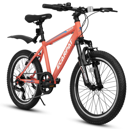 20 Inch Kids Montain Bike Shimano 7 Speed Disc Brake Front Suspension Hard Tail for Boys and Girls ORANGE