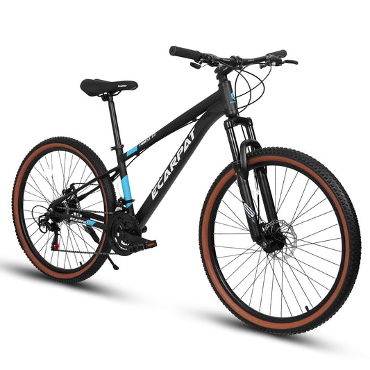 27.5 Inch Aluminum Mountain Bike Shimano 21 Speed Dual Disc Brake Front Suspension For Women Men Black Blue